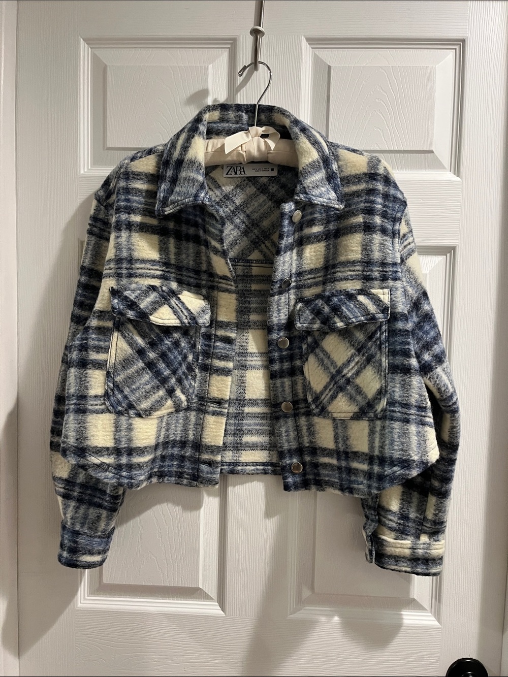 ZARA cropped plaid shacket